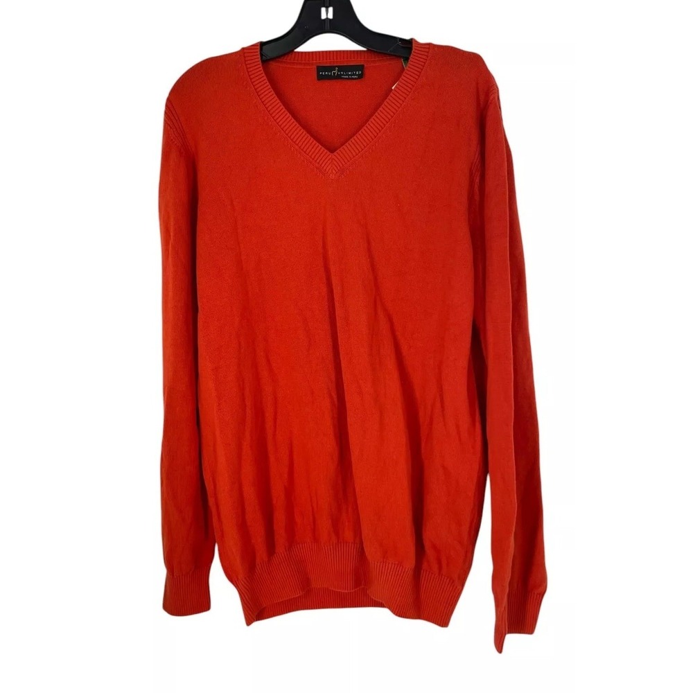 Peru Unlimited Men's Orange V-Neck Long Sleeves Sweater Size Small NWT